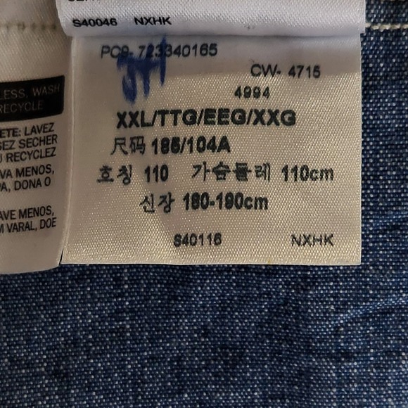 Levis Denim Trucker Jacket Mens XXL Blue Cotton Classic Fit Button Up 72334 - Picture 8 of 12